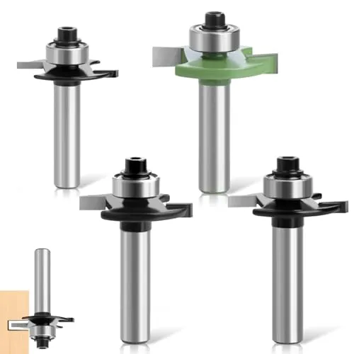 Fräser für Oberfräse, 4 Stück ScheibennutfräSer für Oberfräse Nutfräser 8mm Schaft Feder Fräser Set mit Kugellagern Werkzeuge für Holzbearbeitung 2mm, 3mm, 4mm, 5mm