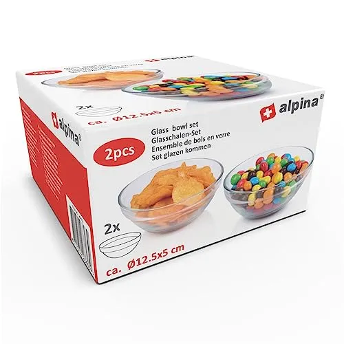 alpina Schüsselset Glas Dessertschalen (Ø) ca. 12,5 cm Glasschalen 2tlg. Salatschüsseln