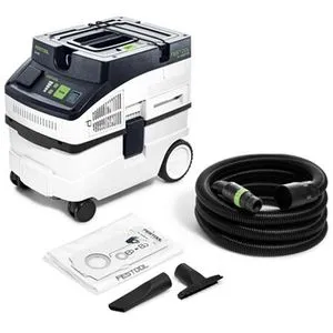 Festool Nass-Trockensauger Cleantec CT 15 - 1200 Watt mit Steckdose - Nass-/Trockensauger mit 15 Liter Volumen und 1200 Watt Leistung. Ideal für Elektrowerkzeuge dank integrierter Steckdose. Kompakt und robust für den flexiblen Einsatz.