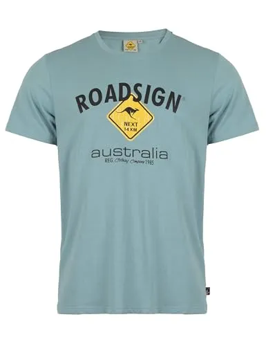 ROADSIGN australia Herren T-Shirt mit Logo-Aufdruck und Rundhalsausschnitt, 100% Baumwolle Aqua, 3XL