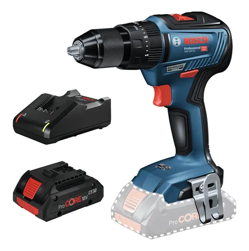 Bosch GSB 18V-55 Schlagbohrschrauber mit ProCORE Akku - Akkuschrauber mit 55 Nm Drehmoment, kompakt und leistungsstark, ideal für vielseitige Anwendungen im Heimwerk und Bau.