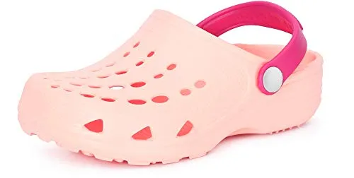 Ladeheid Kinder Mädchen Jungen Eva Clogs Gartenclogs Gartenschuhe LA-CA-06 (Puderrosa/Fuchsie, 26/27 EU)