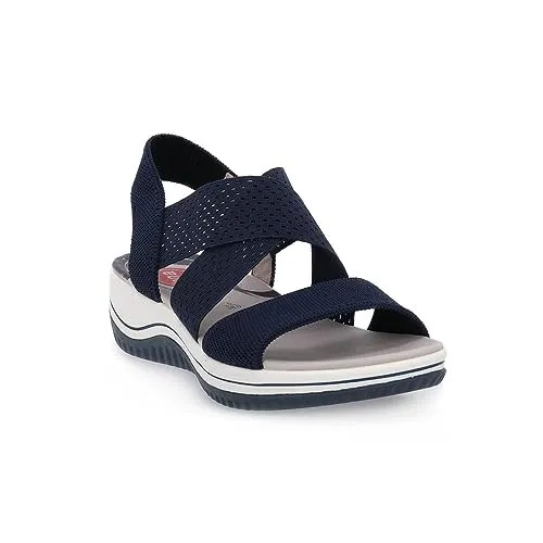 Jana Damen Sandalen flach Elastisch Vegan, Navy 1 (Blau), 38 EU