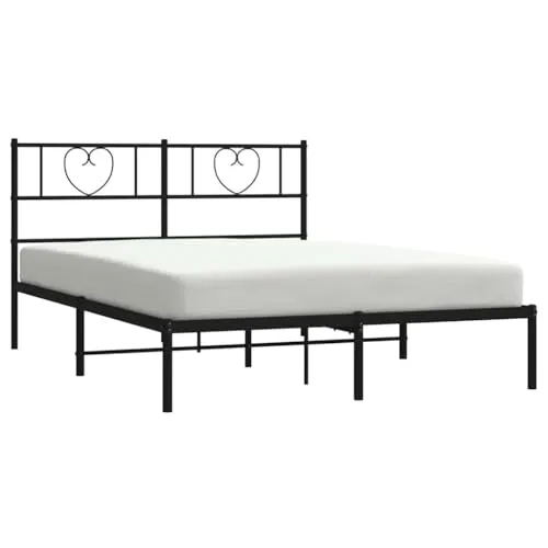 Bettgestell mit Kopfteil Metall Schwarz 160x200 cm in schwarz von vidaXL