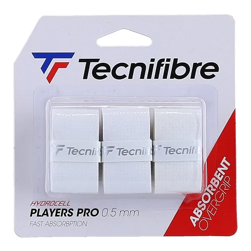 Tecnifibre Overgrip Players Pro 0.5mm - 3er Pack - Tennis-Zubehör mit einzigartiger Schweißabsorption für optimalen Grip, ideal für Spieler mit stark schwitzenden Händen. Perforierte Oberfläche für direkte Rückmeldung.