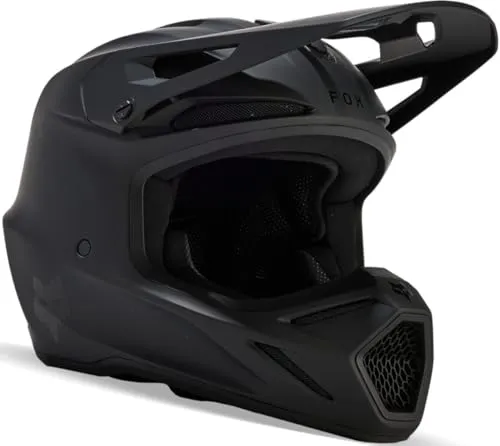 FOX V3 Solid MIPS Motocross Helm, schwarz, Größe M - Motorradhelm mit MIPS®-Technologie für optimalen Aufprallschutz und einer leichten Glasfaserverbundschale. Ideal für Sicherheit und Komfort beim Motocross.