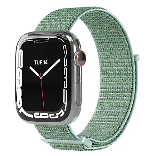 EAZY CASE Armband kompatibel mit Apple Watch 44mm / 45mm / 46mm / 49mm verstellbares Ersatzarmband aus Nylon Sport Loop für Apple Watch Serie 11 10 9 8 7 6 5 4 3 2 1 SE für Damen/Herren Grün