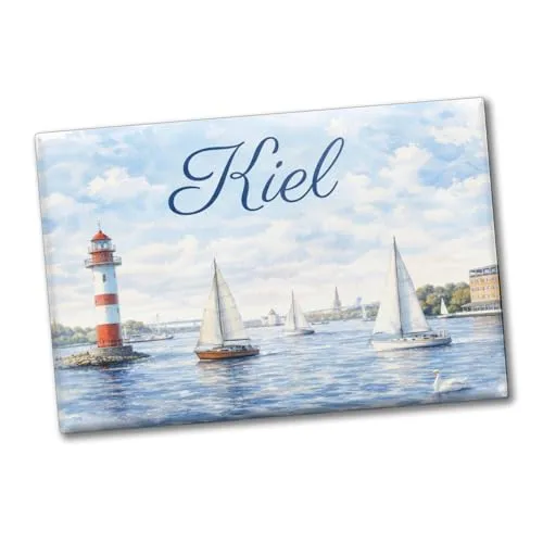 Leuchtturm Kiel Souvenir Souvenir Magnet mit Segelbooten Souvenir Magnet maritim - lustiges Andenken