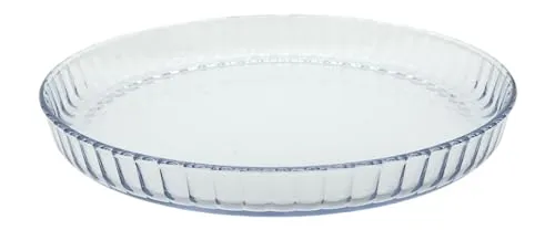 Glas Backschale, rund aus Borosilikatglas Auflaufform hitzebeständig Backform Quicheform Ø 30 cm