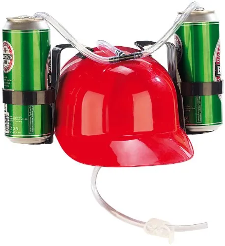 infactory Trinkhelm: Bierhelm mit 2 Dosenhaltern und Trinkschlauch