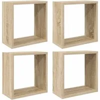 vidaXL 4X Würfelregal Hängeregal Sonoma-Eiche - Würfelregale aus Sonoma-Eiche, robust und vielseitig einsetzbar, ideal für Wohnzimmer, Küche oder Schlafzimmer, verwandeln jede Wand in einen Blickfang.