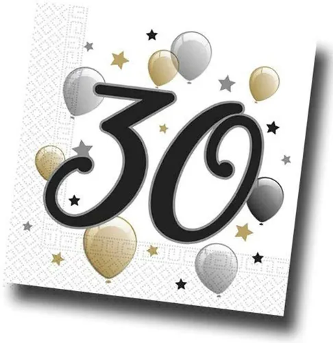 Servietten Zahl 30 Jahre Motiv 20 Stück Partygeschirr Kinder Party Tischdeko