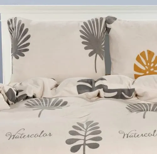 Cotton Market Bettwäsche 155x200 cm - Bettwäsche Mikrofaser, Weihnachts Bettwäsche - Bettwäsche-Sets 3 Teilig - Bettbezug 155 cm und 2 Kissenbezug 70x80 cm - Beige, Blumen