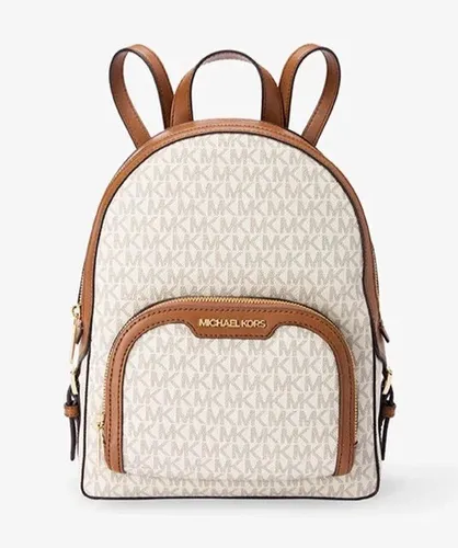 Michael Kors Rucksack Jaycee - Tagesrucksack in Weiß und Braun, praktisch mit vielen Innentaschen und verstellbaren Riemen für optimalen Komfort