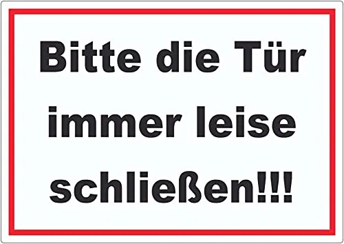 Aufkleber Bitte die Tür immer leise schwarz-weiss-rot A9 (37x52mm)