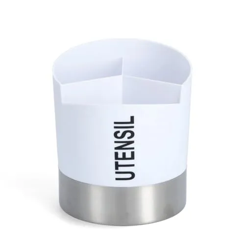 ZELLER PRESENT SCHÖNER LEBEN. PRAKTISCH WOHNEN. 24893 Utensilienhalter, ca. 14,5 x 14,5 x 17 cm, weiß, Edelstahl