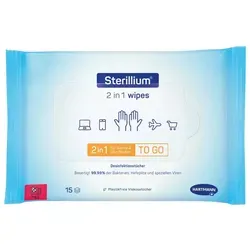 Bode Sterillium 2 in 1 Desinfektionstücher – 180 Stück - Praktische Desinfektionstücher für Hände und Oberflächen. Ideal für unterwegs, bieten sie doppelten Schutz und sind 100 % plastikfrei. Beseitigt zuverlässig Keime und überzeugt durch frischen Duft.