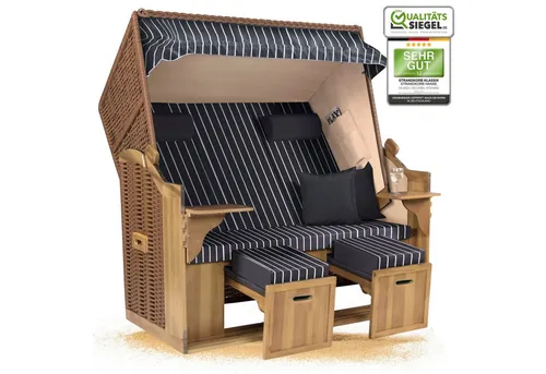 Strandkorb Hanse Strandkorb Strandkorb Ostsee XXL 2,5-Sitzer Volllieger Beige Anthrazit, BxTxH: 150x80x160 cm, Ostsee XXL Volllieger, Ostsee 2,5-Sitzer Modell 2025, Stabiles Wacholder mit handgefertigtem Polyrattangeflecht