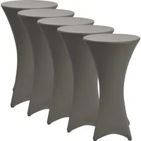 Beautissu Stella Stehtischhusse Ø 70cm Anthrazit 5tlg