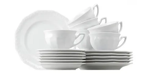 Rosenthal Kaffeeservice Maria Porzellan Weiß 18-tlg. Set - Komplett-Service aus hochwertigem Porzellan, ideal für elegante Kaffeerunden, mit klassischem Design in Weiß und 18 Teilen für 6 Personen.