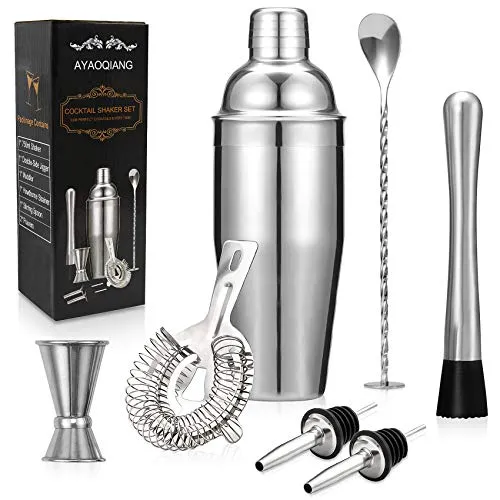 Cocktail Set, 7 Teileig Cocktail Shaker Cocktail Mixer Geschenk, Premium Shaker 750ML, Cocktailshaker Bar Zubehör Set für Zuhause Bar.