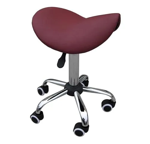 Zen Sattelhocker mit Rollen – Höhenverstellbarer und drehbarer Friseurhocker in Weinrot - Bürohocker für gesundes Sitzen: Der ergonomische Zen Sattelhocker mit 360° Drehfunktion und Softrollen sorgt für Komfort und Beweglichkeit in jedem Arbeitsbereich.