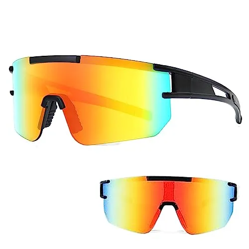 Ruikdly Schnelle Brille Rave, Sportbrille Polarisiert, Sonnenbrille Fahrradbrille für Herren Damen UV 400 Schutz, Sportbrille für Outdoorsport Radfahren Fahren Laufen Golf Ski Bergsteigen Angeln