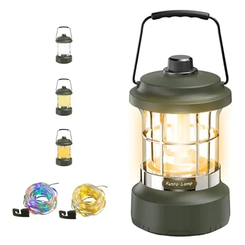 LED Campinglampe Tragbar, Wasserdichte Camping Licht mit 2 Lichtleisten, Wiederaufladbare Suchscheinwerfer Mit Haken, Geeignet für Angeln Abenteuer Wandern Notfall Ausfälle, 49 Fuß