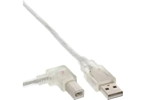 Inline InLine® USB 2.0 Kabel, A an B, links abgewinkelt, transparent, 0,3m USB-Kabel
