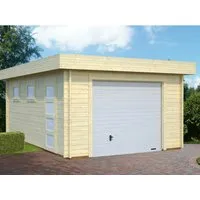 Holzgarage Bausatz RASMUS 44mm mit SektionalTor - Gartenhäuser, Geräteschuppen & Carports - Robuste Holzgarage aus nordischer Fichte mit 44mm Wandstärke, ideal für Autos und Geräte, großzügige Abdeckung von bis zu 24 m².