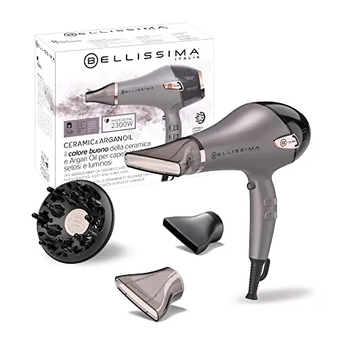 Bellissima Ceramic&Argan Oil, professioneller Haartrockner, Keramiktechnologie und Arganöl, Leistung 2300 W, 3 Temperaturen, Ionisator, Cold Shot, 2 Düsen, Keramikdiffusor