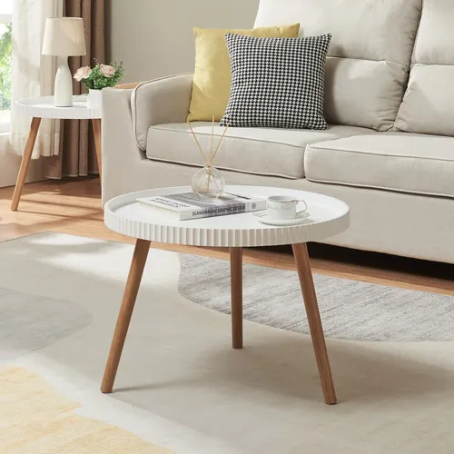 en.casa Couchtisch »Bongard« rund Ø60 cm in Weiß