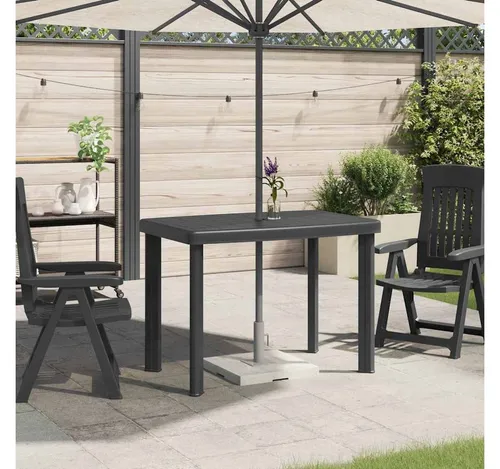 furnicato Gartentisch Anthrazit 101x68x72 cm - Eleganter Gartentisch aus UV-beständigem Kunststoff, ideal für Terrasse oder Garten. Mit praktischer Schirmhalterung für Schatten und leicht zu transportieren. Perfekt für gesellige Runden im Freien!
