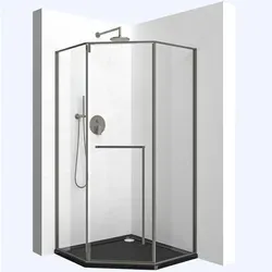 Mai & Mai Fünfeckdusche 80x80 cm mit Duschtasse – Elegante Duschkabine aus 8mm ESG-Sicherheitsglas - Moderne Duschkabine in fünfeckiger Form für platzsparende Badezimmergestaltung. Mit EASY-Clean Nano-Beschichtung und verstellbarem Edelstahl-Rahmen für höchsten Komfort.