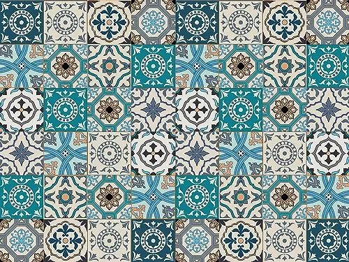 Queence Küchen Spritzschutz Fliesenmuster 80x60 - Arbeits- & Kochplattenabdeckung, hitzebeständig und leicht zu reinigen, bietet optimalen Schutz gegen Fettspritzer und ist ein modernes Designelement für jede Küche.