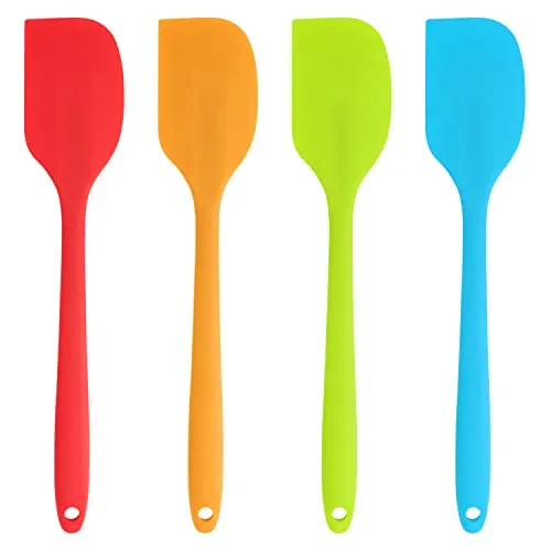 Joeji's Kitchen Set mit 4 Silikon Spatel zum Kochen 28cm- Teigschaber Silikon zum Backen in verschiedenen Farben - Grosser Antihaft Silicone Spatula
