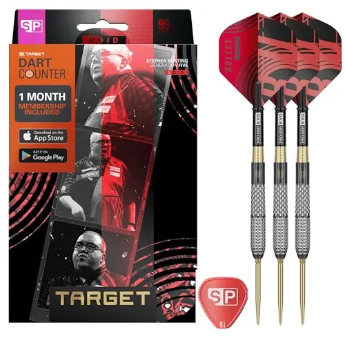 Target Darts Stephen Bunting G5 Void Darts Set, 18G | 95% Wolfram, Schwarz & Gold - Präzisions-Dart-Set für optimale Kontrolle und Haltbarkeit. Mit Swiss Point System für schnellen Spitzenwechsel und Pro Grip EVO-Schäften für verbesserte Flexibilität. Ideal für leidenschaftliche Spieler.