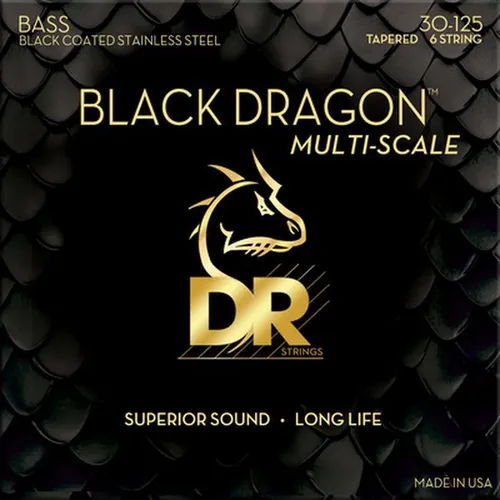 Black Dragon DBSMB6-30 Coated Basssaiten - Hochwertige Edelstahl-Basssaiten für 6-Saiter Multiscale-Bässe, mit langlebiger Beschichtung für außergewöhnliche Klangstabilität und präzise Ansprache.