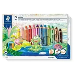 STAEDTLER Buddy 3in1 Buntstifte, 12 St. - Bruchfeste Buntstifte mit leuchtenden Farben für kreative Kleinkinder