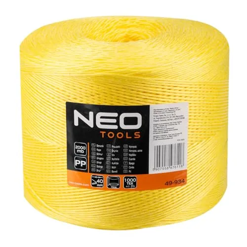 NEO TOOLS Polypropylen Seil 2000 m Polypropylenseil Outdoor Tauwerk PP Flechtleine Textilseil Leine Schnur Festmacher Rope Kunststoffseil Polyseil geflochten - 2000 m