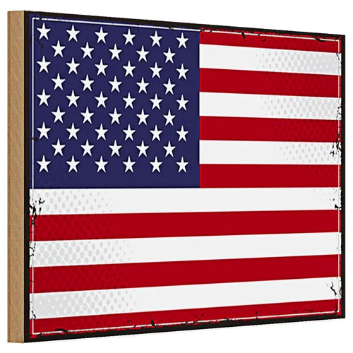 Holzschild Flagge Vereinigte Staaten 30x20cm Retro States