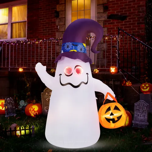 180cm Aufblasbarer Halloween-Geist mit Kürbis