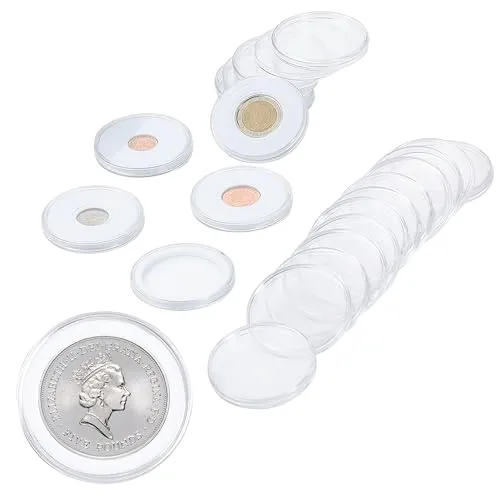 Uncle Paul 20 Sets Münzkapseln 46 mm mit 6 Größen (18/23/28/33/38/46 mm) Schaumstoffdichtungen Münzetui-Halter Schutz für Münzsammlung
