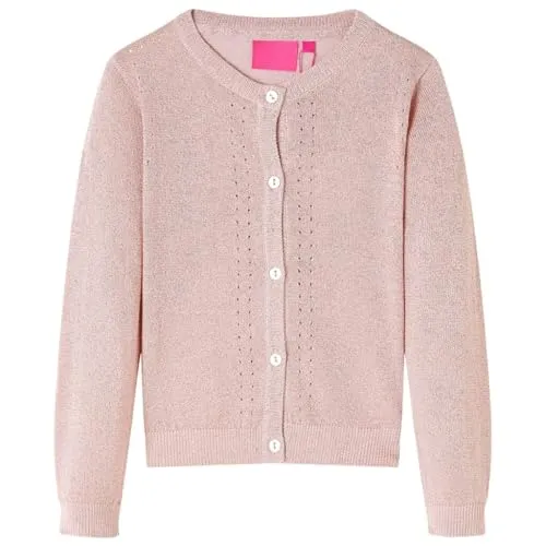 vidaXL Kinder Strickjacke Lange Ärmel Pullover Pulli Jacke Kinderjacke Zartrosa 104