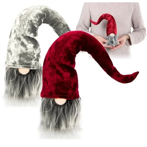 com-four® 2X Premium Weihnachts-Wichtel für die Weihnachtsdeko, winterliche Zwergen-Figur - Zipfelmütze - skandinavische Deko-Trolle - schwedischer Gnom mit Bart und Langer Wintermütze
