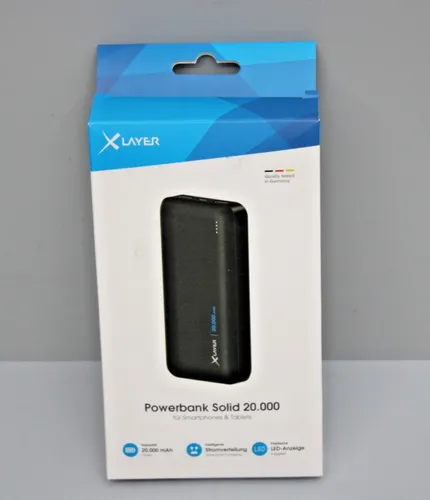 Xlayer Solid Powerbank 20000 mAh - Leistungsstarke Powerbank mit 20000 mAh, ideal für unterwegs, um Ihre Geräte jederzeit aufzuladen.