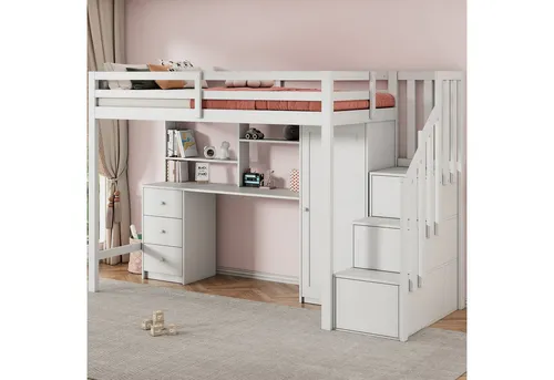 REDOM Etagenbett mit Stauraum und Schreibtisch