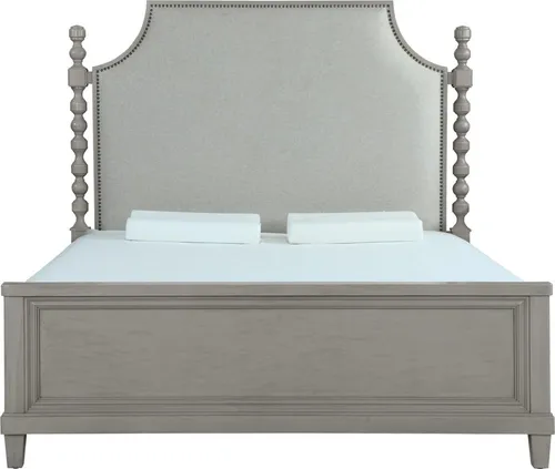 Luxus Doppelbett im Barockstil aus Holz - Elegantes Bettgestell in Grau für Erwachsene, mit rechteckiger Liegefläche von 180 x 200 cm. Ideal für stilvolle Schlafräume, robust und hochwertig verarbeitet.