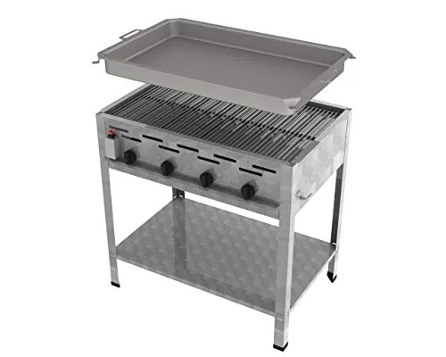 ChattenGlut Professional Gastrobräter 4-flammig - Gastrogrill aus Edelstahl, ideal für gewerblichen Einsatz mit 20% geringerem Gasverbrauch und multifunktionalen Aufrüstmöglichkeiten. Perfekt für Gastronomie und private Grillpartys.