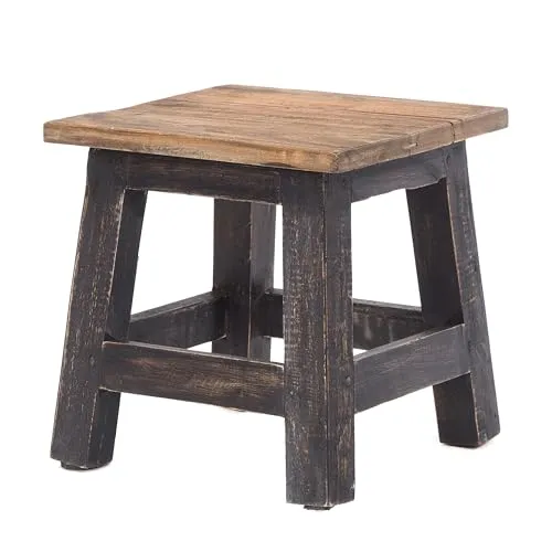 DESIGN DELIGHTS RUSTIKALER Vintage Fussocker PALO - Hocker fürs Kinderzimmer, aus recyceltem Mahagoniholz mit einzigartigem Vintage-Look, ideal als Beistelltisch oder Blumensitz, handgefertigt und jedes Stück ein Unikat.
